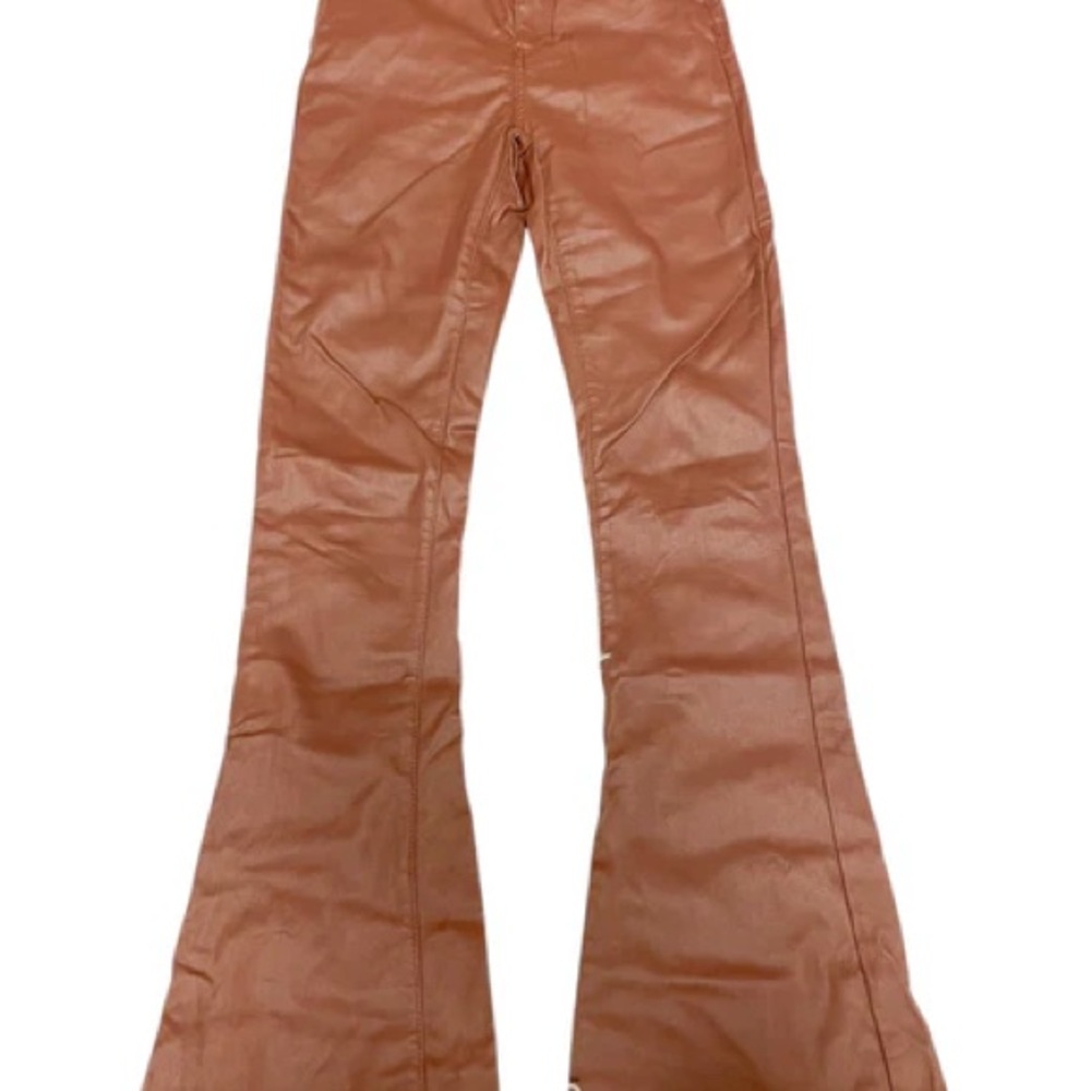 edikted brown leather Flared Pants in Rust/ brown